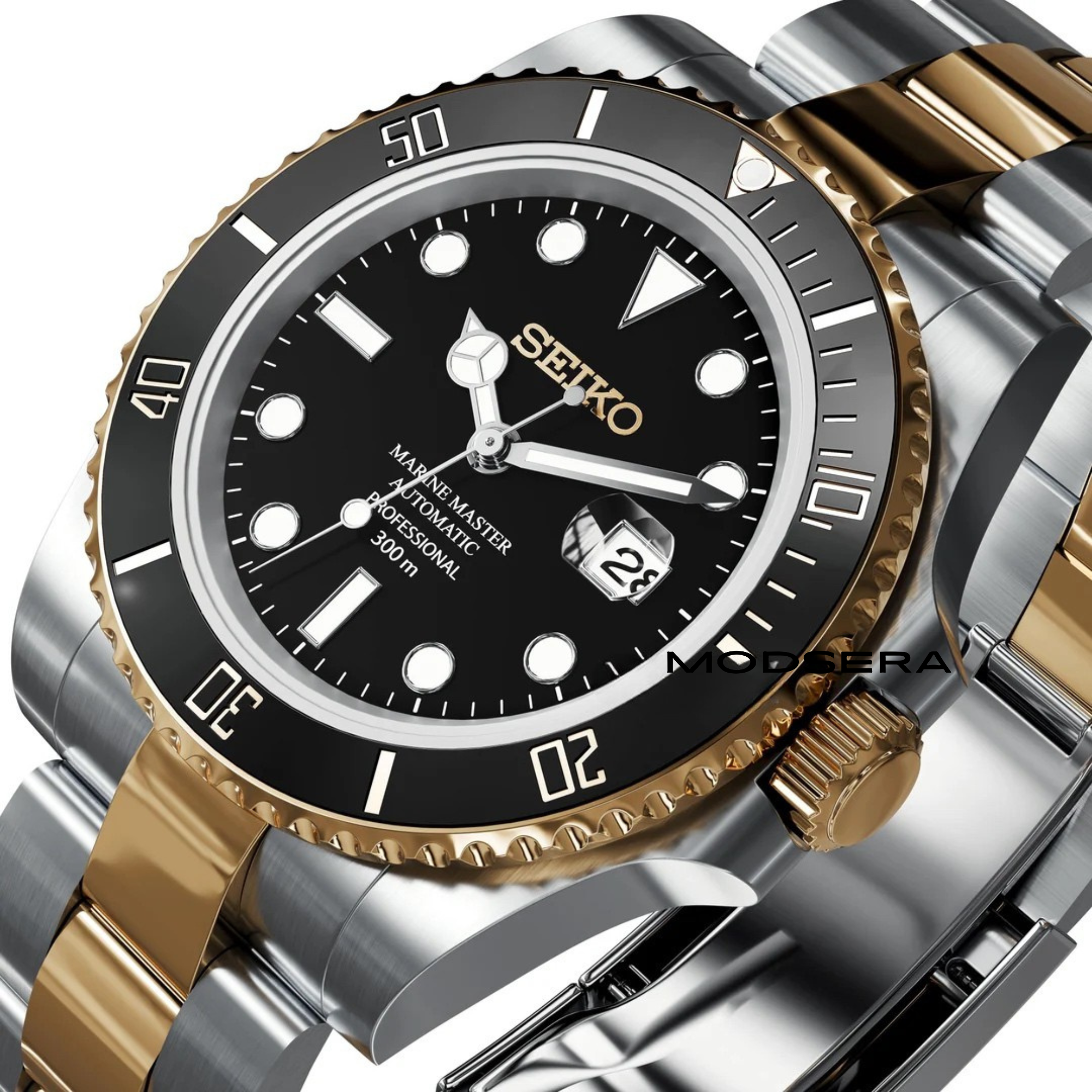 Seikomariner svart tvåfärgad