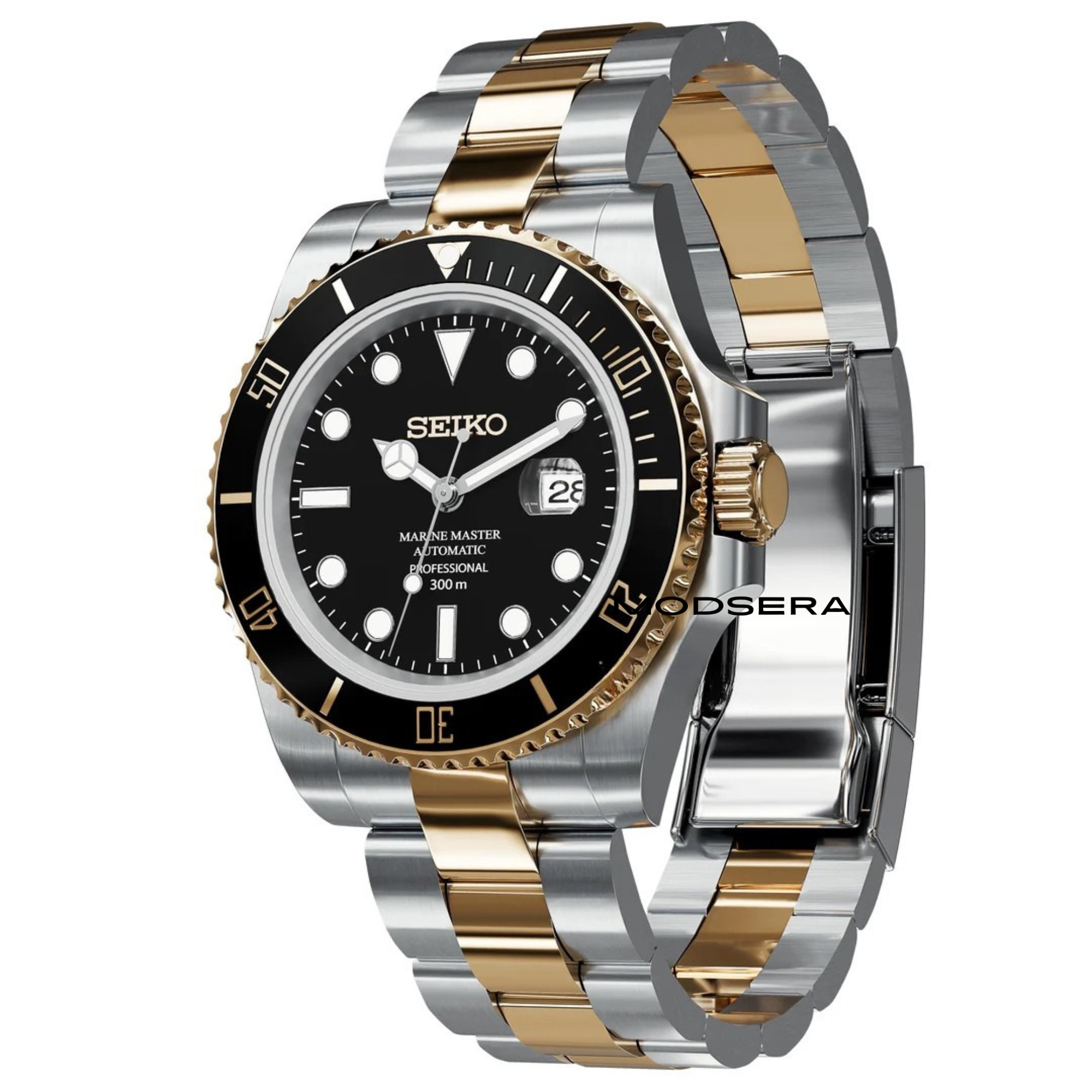 Seikomariner svart tvåfärgad 